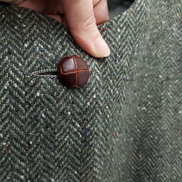 TRIONA Women's Size 100% Pure New Wool Chevron Suit Blazer Skirt Set - Picture 6 of 16